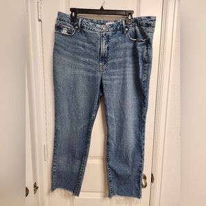 Good American Raw Hem Blue Jeans